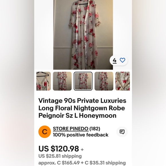 REDUCED 💝 Vtg 80’s “Private Luxuries” flowers honey moon long robe! Size Medium - Picture 14 of 15